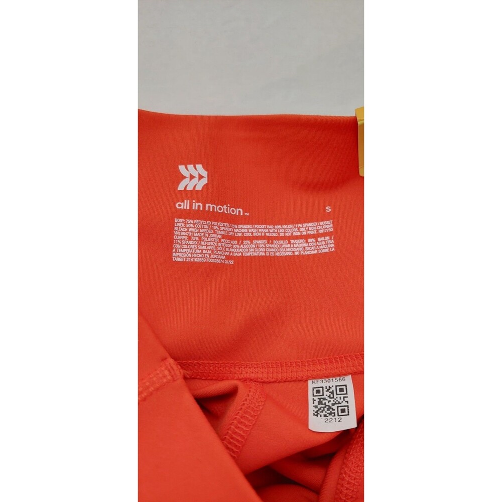 All In Motion Women's Size Small High Rise Bike Short Orange Scuplt UPF 50+ - Picture 10 of 10